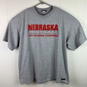 Vintage 1997 Nebraska Football National Champions Shirt Jansport Gray Mens XXL